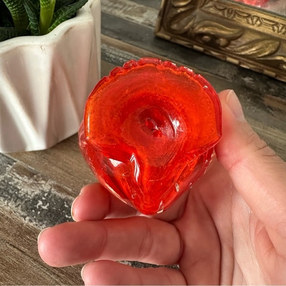 Vintage mid century Lefton red owl glass decor paperweight. - Picture 3 of 4